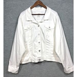 Sonoma Womens Denim‎ Jacket Size 3X White Button Front Pockets Cotton Blend